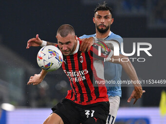 Strahinja Pavlovic of A.C. Milan and Valentin Castellanos of S.S. Lazio during the 3rd day of the Serie A Championship between S.S. Lazio an...