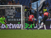 Rafael Leao of A.C. Milan scores the 2-2 goal during the 3rd day of the Serie A Championship between S.S. Lazio and A.C. Milan at the Olympi...