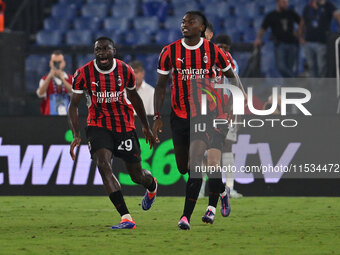 Rafael Leao of A.C. Milan celebrates after scoring the goal to make it 2-2 during the 3rd day of the Serie A Championship between S.S. Lazio...