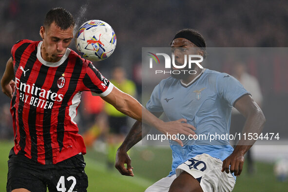 Filippo Terracciano of A.C. Milan and Nuno Tavares of S.S. Lazio during the 3rd day of the Serie A Championship between S.S. Lazio and A.C....