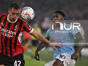 Filippo Terracciano of A.C. Milan and Nuno Tavares of S.S. Lazio during the 3rd day of the Serie A Championship between S.S. Lazio and A.C....