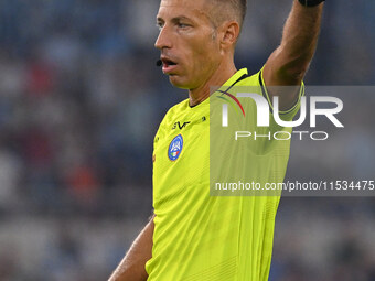 Referee Davide Massa officiates the 3rd day of the Serie A Championship between S.S. Lazio and A.C. Milan at the Olympic Stadium in Rome, It...