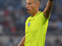 Referee Davide Massa officiates the 3rd day of the Serie A Championship between S.S. Lazio and A.C. Milan at the Olympic Stadium in Rome, It...