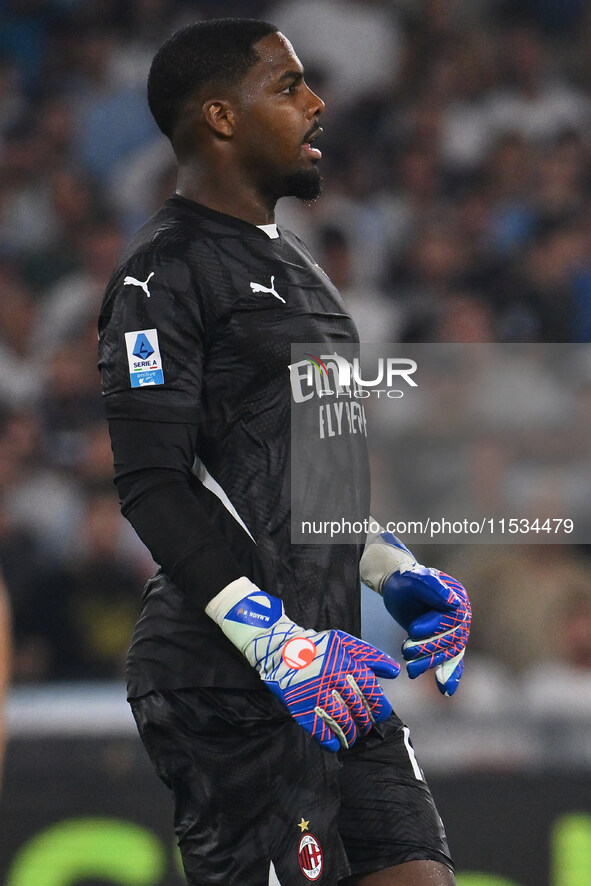 Mike Maignan of A.C. Milan during the third day of the Serie A Championship between S.S. Lazio and A.C. Milan at the Olympic Stadium in Rome...