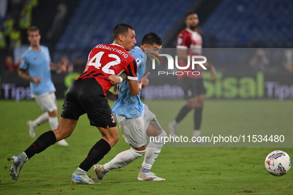 Mattia Zaccagni of S.S. Lazio and Filippo Terracciano of A.C. Milan during the 3rd day of the Serie A Championship between S.S. Lazio and A....