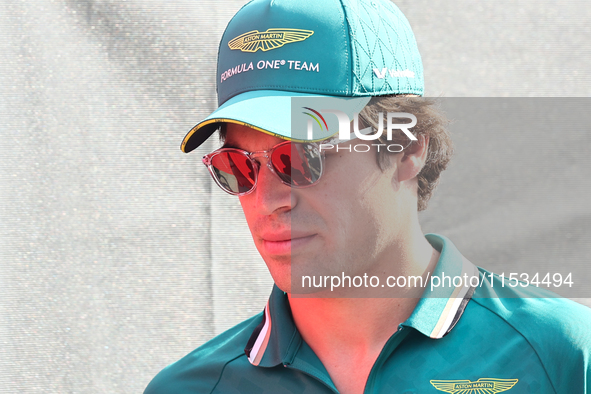 Lance Stroll of Aston Martin Aramco before the Formula 1 Italian Grand Prix at Autodromo Nazionale di Monza in Monza, Italy on September 1,...