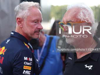 Jonathan Wheatley and Flavio Briatore before the Formula 1 Italian Grand Prix at Autodromo Nazionale di Monza in Monza, Italy on September 1...