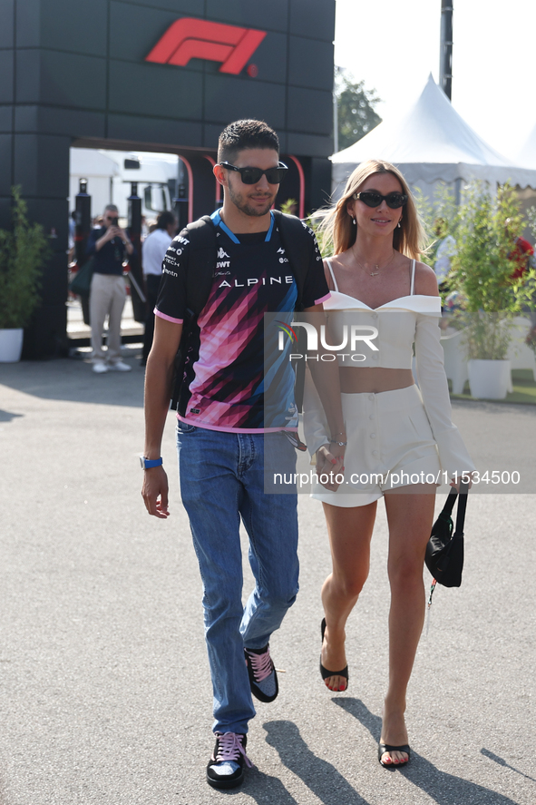 Esteban Ocon of Alpine and Flavy Barla before the Formula 1 Italian Grand Prix at Autodromo Nazionale di Monza in Monza, Italy on September...