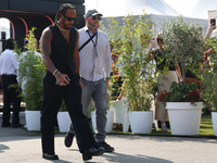 Lewis Hamilton of Mercedes before the Formula 1 Italian Grand Prix at Autodromo Nazionale di Monza in Monza, Italy on September 1, 2024. (