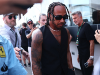 Lewis Hamilton of Mercedes before the Formula 1 Italian Grand Prix at Autodromo Nazionale di Monza in Monza, Italy on September 1, 2024. (