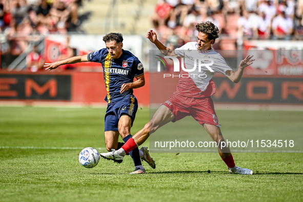 FC Twente player Mitchell van Bergen and FC Utrecht player Sieb Horemans during the match Utrecht vs. Twente at Stadium Galgenwaard for the...