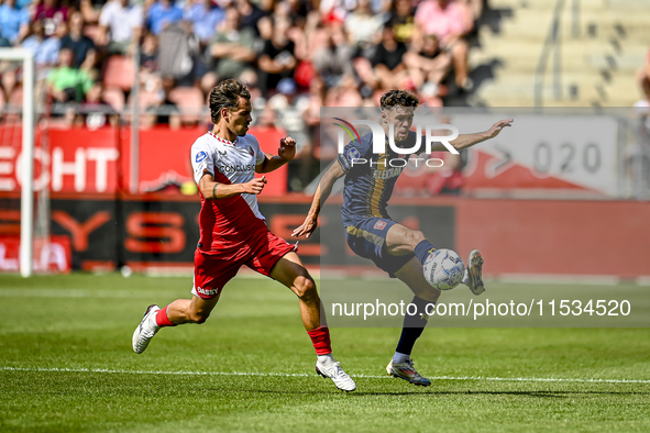 FC Utrecht player Sieb Horemans and FC Twente player Mitchell van Bergen during the match Utrecht vs. Twente at Stadium Galgenwaard for the...