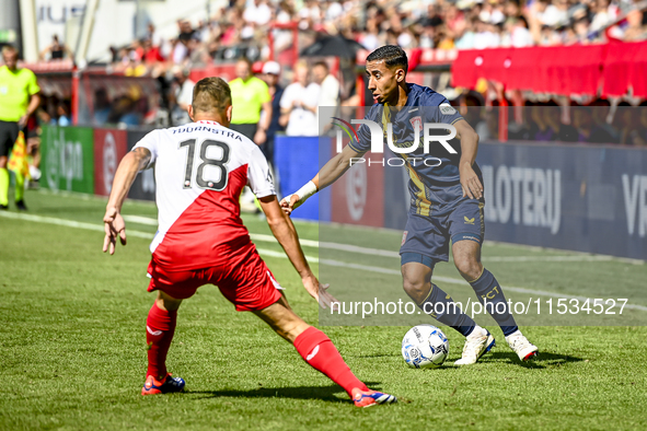 FC Twente's Anass Salah-Eddine plays during the match between Utrecht and Twente at Stadium Galgenwaard for the Dutch Eredivisie 4th round s...