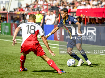 FC Twente's Anass Salah-Eddine plays during the match between Utrecht and Twente at Stadium Galgenwaard for the Dutch Eredivisie 4th round s...