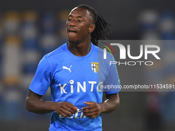 Woyo Coulibaly of Parma Calcio warms up before the Serie A match between SSC Napoli and Parma Calcio at Stadio Diego Armando Maradona Naples...