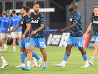 Romelu Lukaku of SSC Napoli warms up before the Serie A match between SSC Napoli and Parma Calcio at Stadio Diego Armando Maradona Naples It...