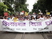 Citizens take part in a protest march in Kolkata, India, on September 1, 2024, against the rape and murder of a PGT doctor. (