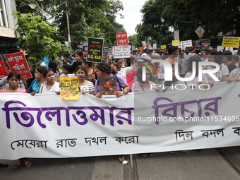 Citizens take part in a protest march in Kolkata, India, on September 1, 2024, against the rape and murder of a PGT doctor. (