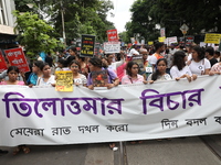 Citizens take part in a protest march in Kolkata, India, on September 1, 2024, against the rape and murder of a PGT doctor. (