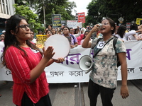 Citizens take part in a protest march in Kolkata, India, on September 1, 2024, against the rape and murder of a PGT doctor. (