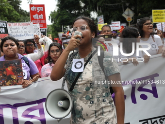 Citizens take part in a protest march in Kolkata, India, on September 1, 2024, against the rape and murder of a PGT doctor. (