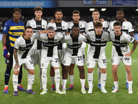 Players of Parma Calcio line up for a team photo during the Serie A match between SSC Napoli and Parma Calcio at Stadio Diego Armando Marado...