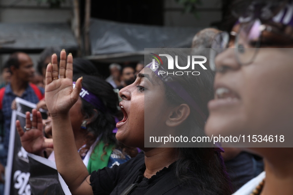 Citizens take part in a protest march in Kolkata, India, on September 1, 2024, against the rape and murder of a PGT doctor. 