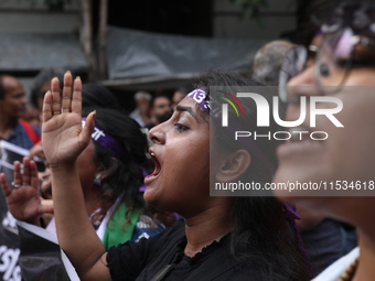 Citizens take part in a protest march in Kolkata, India, on September 1, 2024, against the rape and murder of a PGT doctor. (