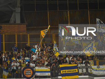 Supporters fans of Parma Calcio during the Serie A match between SSC Napoli and Parma Calcio at Stadio Diego Armando Maradona Naples Italy o...