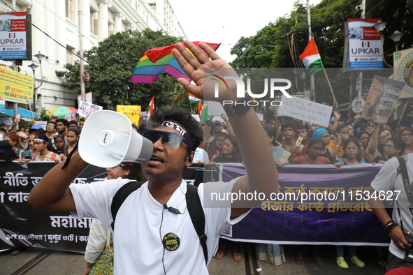 Citizens take part in a protest march in Kolkata, India, on September 1, 2024, against the rape and murder of a PGT doctor. 