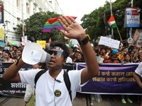 Citizens take part in a protest march in Kolkata, India, on September 1, 2024, against the rape and murder of a PGT doctor. (