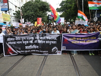 Citizens take part in a protest march in Kolkata, India, on September 1, 2024, against the rape and murder of a PGT doctor. (