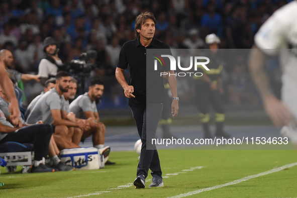 Antonio Conte Head Coach of SSC Napoli during the Serie A match between SSC Napoli and Parma Calcio at Stadio Diego Armando Maradona Naples...