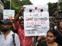 Citizens take part in a protest march in Kolkata, India, on September 1, 2024, against the rape and murder of a PGT doctor. (