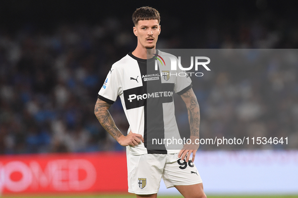 Dennis Man of Parma Calcio during the Serie A match between SSC Napoli and Parma Calcio at Stadio Diego Armando Maradona Naples Italy on 31...