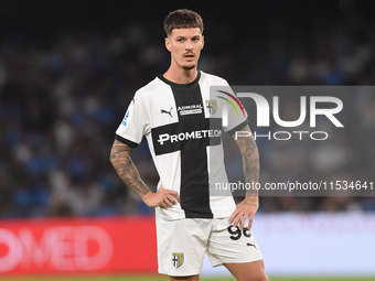 Dennis Man of Parma Calcio during the Serie A match between SSC Napoli and Parma Calcio at Stadio Diego Armando Maradona Naples Italy on 31...