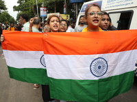 Citizens take part in a protest march in Kolkata, India, on September 1, 2024, against the rape and murder of a PGT doctor. (