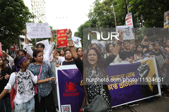 Citizens take part in a protest march in Kolkata, India, on September 1, 2024, against the rape and murder of a PGT doctor. 