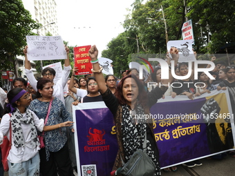 Citizens take part in a protest march in Kolkata, India, on September 1, 2024, against the rape and murder of a PGT doctor. (