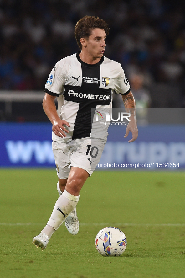 Adrian Bernabe of Parma Calcio during the Serie A match between SSC Napoli and Parma Calcio at Stadio Diego Armando Maradona Naples Italy on...