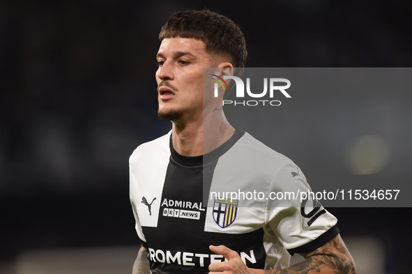 Dennis Man of Parma Calcio during the Serie A match between SSC Napoli and Parma Calcio at Stadio Diego Armando Maradona Naples Italy on 31...