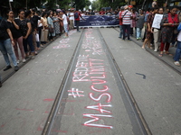 Citizens take part in a protest march in Kolkata, India, on September 1, 2024, against the rape and murder of a PGT doctor. (