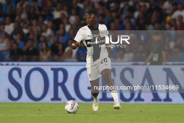 Woyo Coulibaly of Parma Calcio during the Serie A match between SSC Napoli and Parma Calcio at Stadio Diego Armando Maradona Naples Italy on...