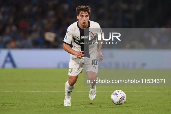 Adrian Bernabe of Parma Calcio during the Serie A match between SSC Napoli and Parma Calcio at Stadio Diego Armando Maradona Naples Italy on...