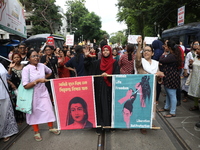 Citizens take part in a protest march in Kolkata, India, on September 1, 2024, against the rape and murder of a PGT doctor. (