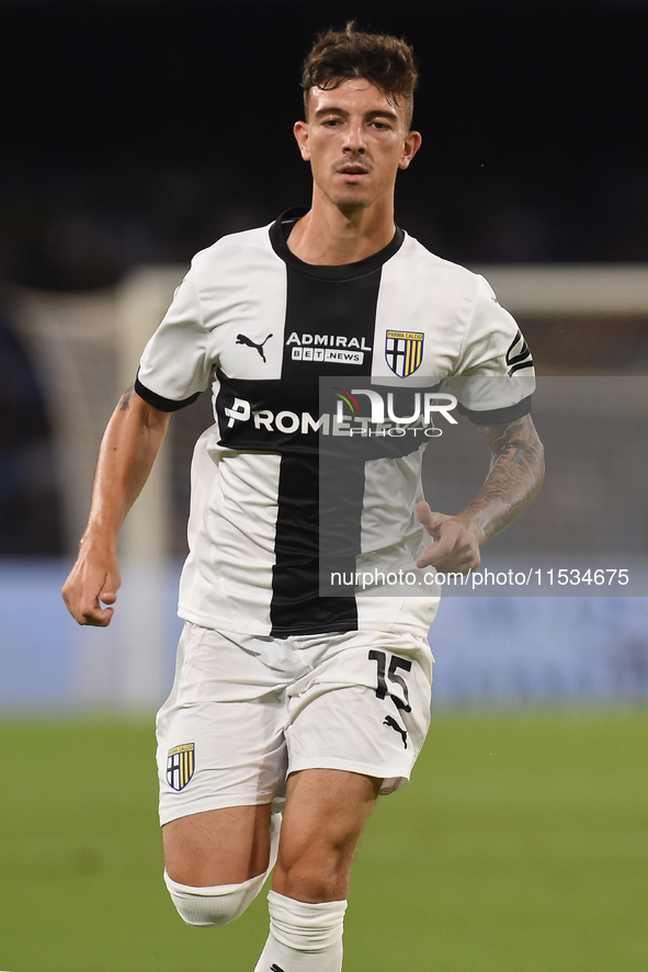 Enrico Delprato of Parma Calcio during the Serie A match between SSC Napoli and Parma Calcio at Stadio Diego Armando Maradona Naples Italy o...