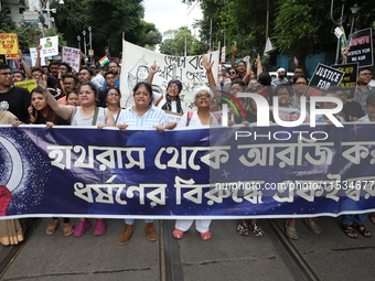 Citizens take part in a protest march in Kolkata, India, on September 1, 2024, against the rape and murder of a PGT doctor. (