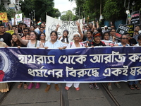 Citizens take part in a protest march in Kolkata, India, on September 1, 2024, against the rape and murder of a PGT doctor. (