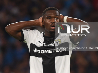 Ange-Yoan Bonny of Parma Calcio looks dejected during the Serie A match between SSC Napoli and Parma Calcio at Stadio Diego Armando Maradona...