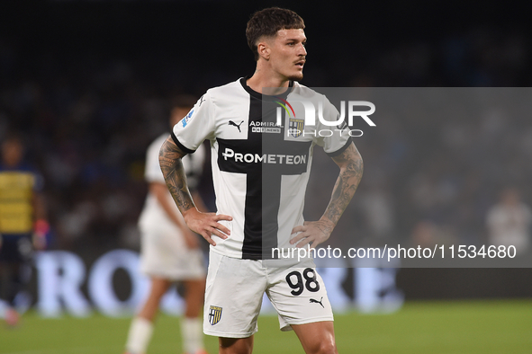 Dennis Man of Parma Calcio during the Serie A match between SSC Napoli and Parma Calcio at Stadio Diego Armando Maradona Naples Italy on 31...